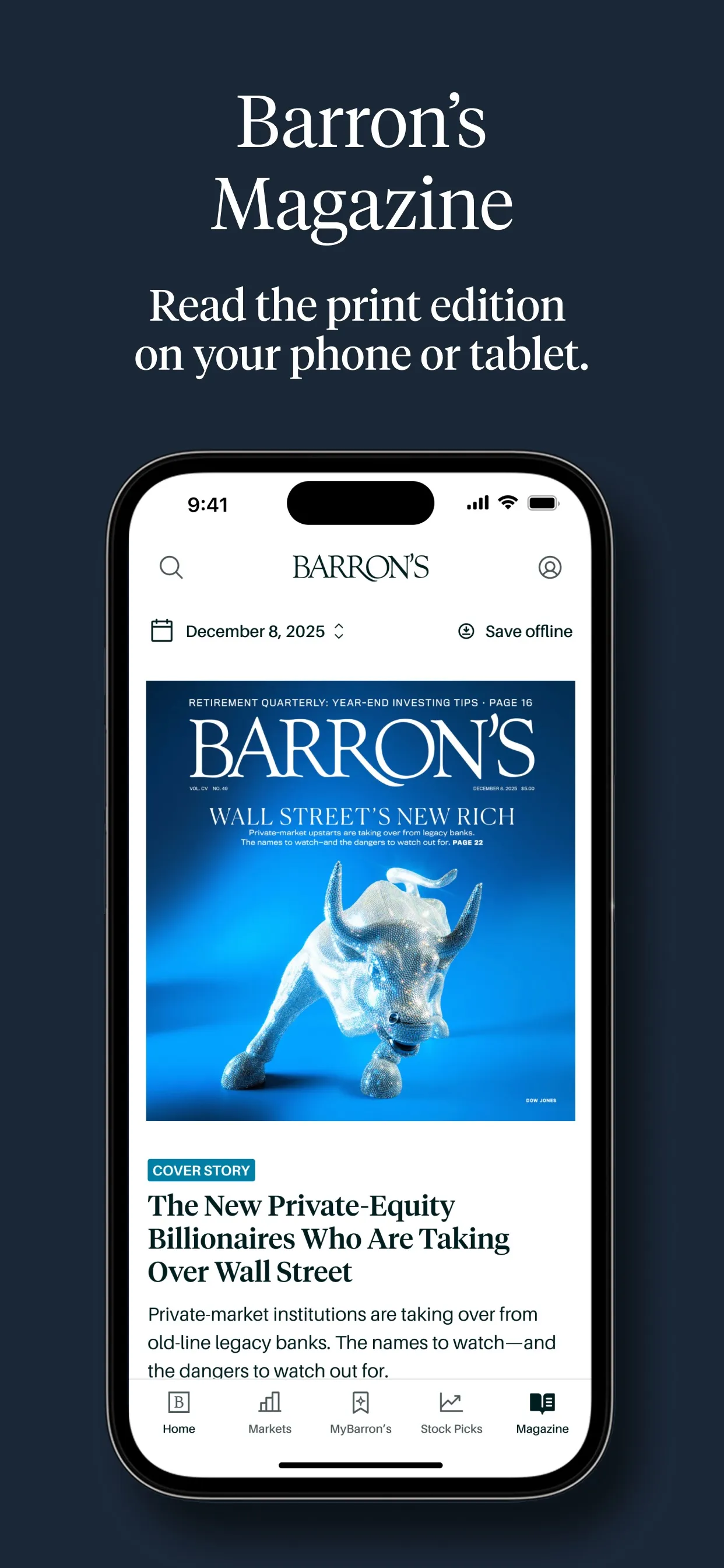 Magazine cover 'Wall Street's new rich', caption 'Barron's magazine'