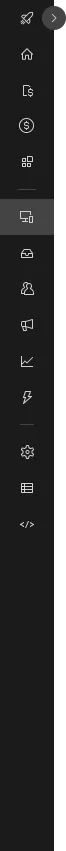 Collapsed navigation sidebar, a narrow dark strip of icons
